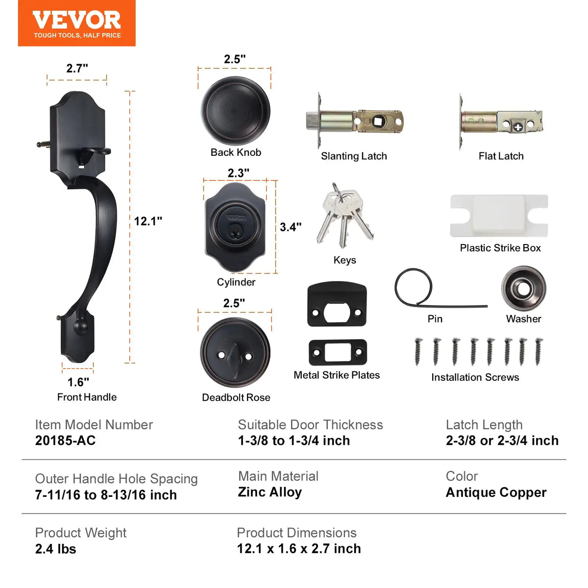 Front Door Deadbolt Handle Set — product image 7
