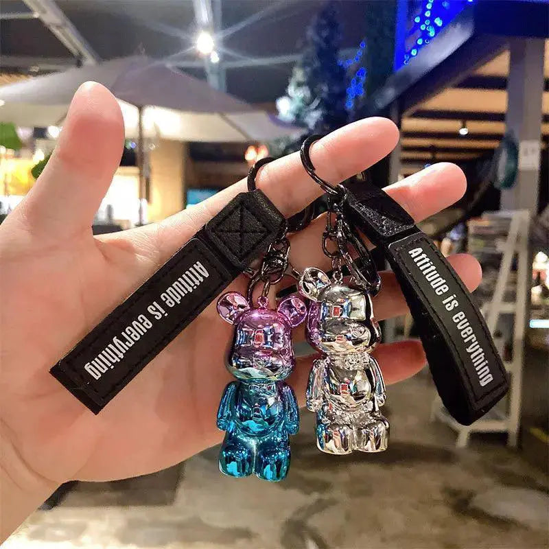 Crystal Bow Tie Bear Keychain Charm Pendant Cute Accessory