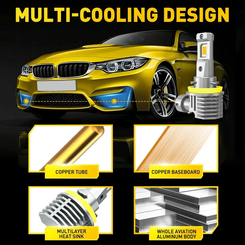 AUXITO 2Pcs 16000LM H8 H11 LED Fog Lamp Golden Yellow H16(JP) H9 LED Headlight Bulb Super Bright 6500K White Automobile Light