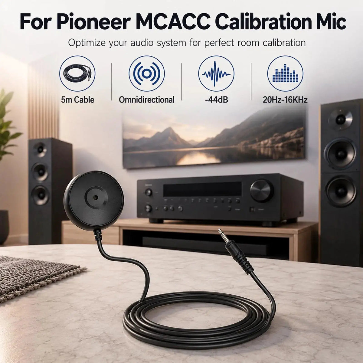 5M MCACC Desktop Calibration Microphone For Pioneer AXD SC XXD Calibration Mic 2.2KΩ Impedance Auto Calibration Mic Replacement