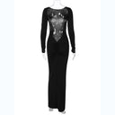 Hugcitar Backless Long Sleeve Bodycon Maxi Dress Solid Prom Party Y2K Night Glow