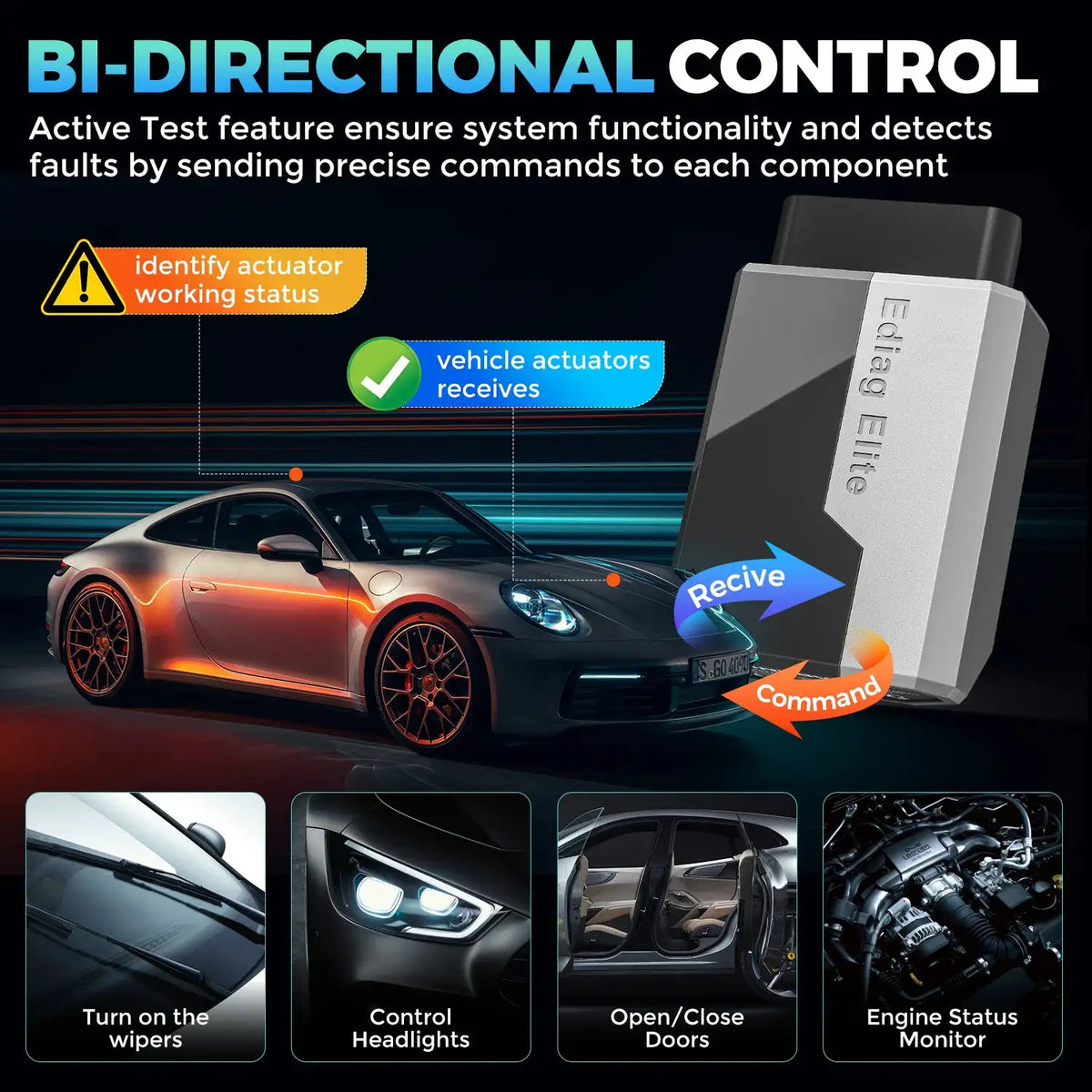 KINGBOLEN EDIAG Elite OBD2 Scanner Bluetooth, 15 Resets Read/Clear Fault Code PK THINKDIAG Car Diagnostic Scan Tool Lifetime Fre