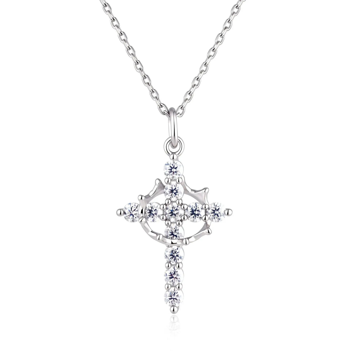 Sterling Silver Silver Cross Moissanite Pendant Style AEGFO — product image 6