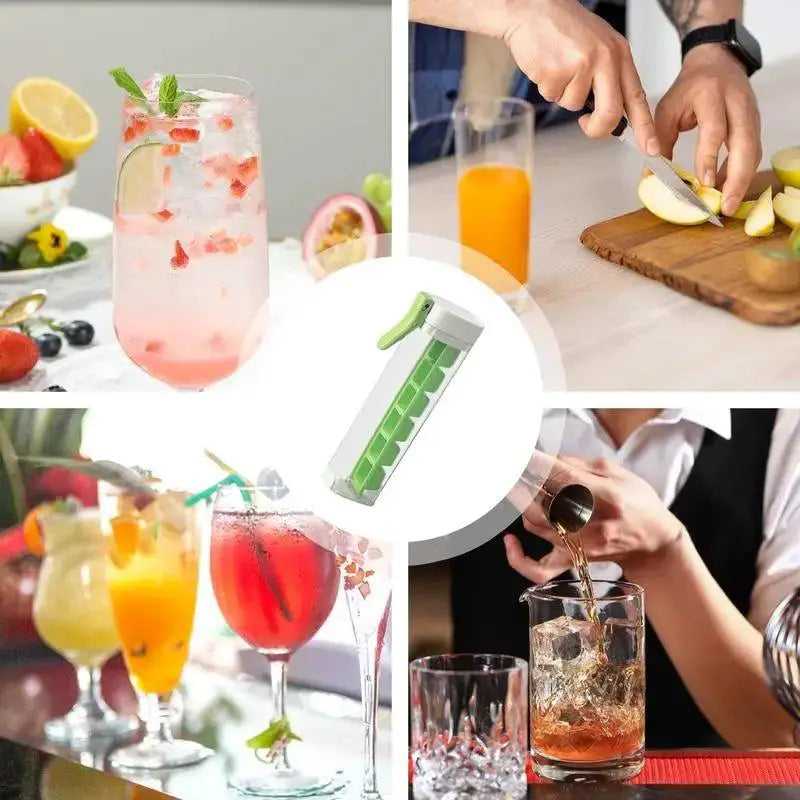 Six Compartment Press Type Ice Cube Molds With Lids