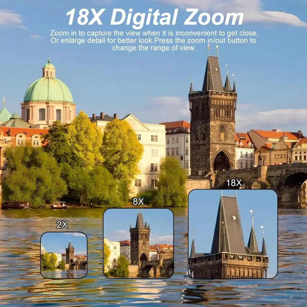 Compact 4K Digital Camera With 18X Zoom 180 Degree Flip Screen WiFi Vlog Cam - stepyours.com