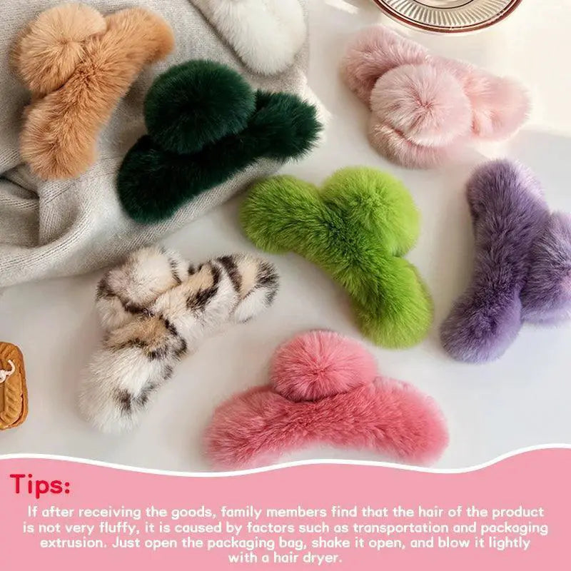 Crab Plush Fur Hair Clip Trendy Accessory For Girls
