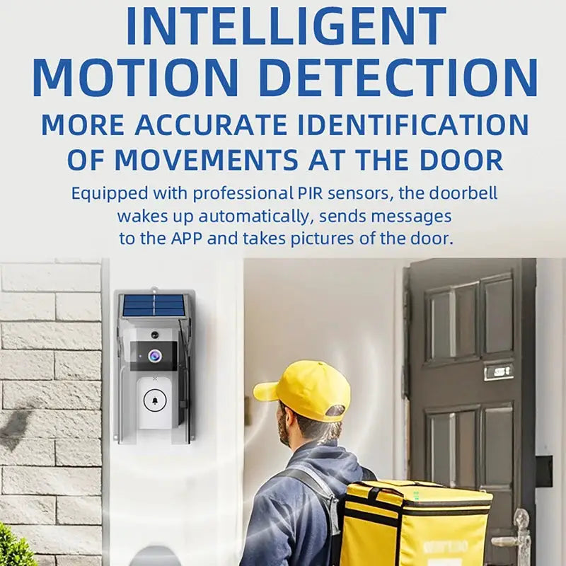 Waterproof Outdoor Wireless Doorbell with Solar Cover Camera WiFi Digital Door Peepholes Smart Home Intercom Video Eye Ring Bell
