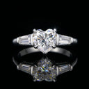 Heart Moissanite Ring in Sterling Silver Baguette