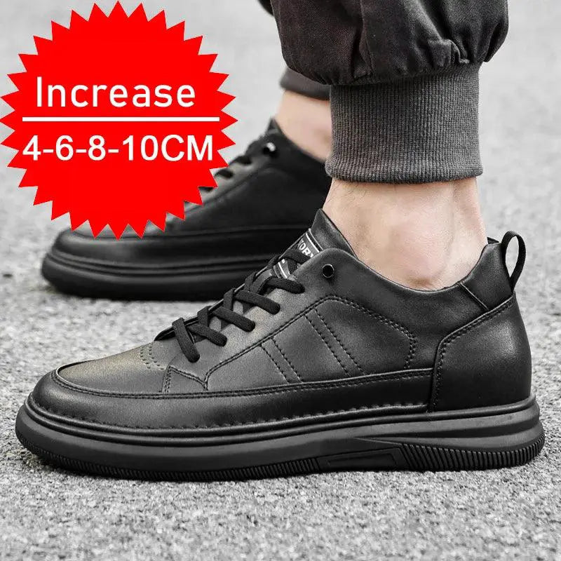 Casual Men Elevator Shoes Height Increase 6cm White Black