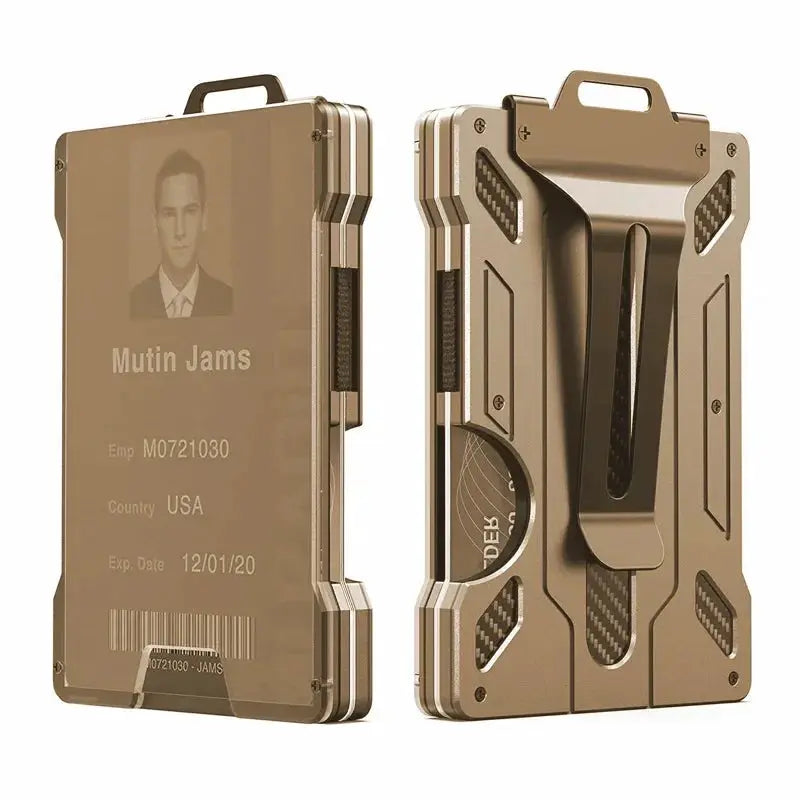 Men Slim Aluminum Wallet With RFID Blocking Money Clip