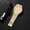Golden Diamond Dial Men's Watch Sophisticated Quartz Timepiece
