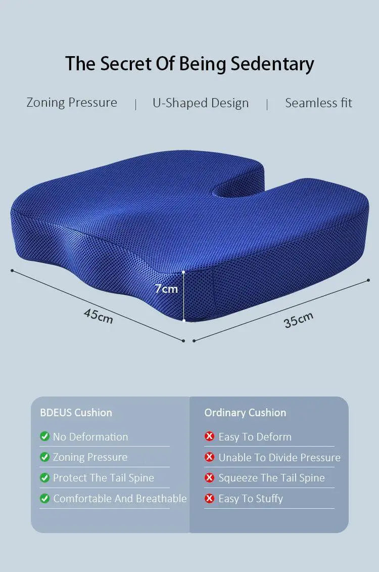 U Shaped Gel Memory Foam Coccyx Cushion For Healthy Sitting