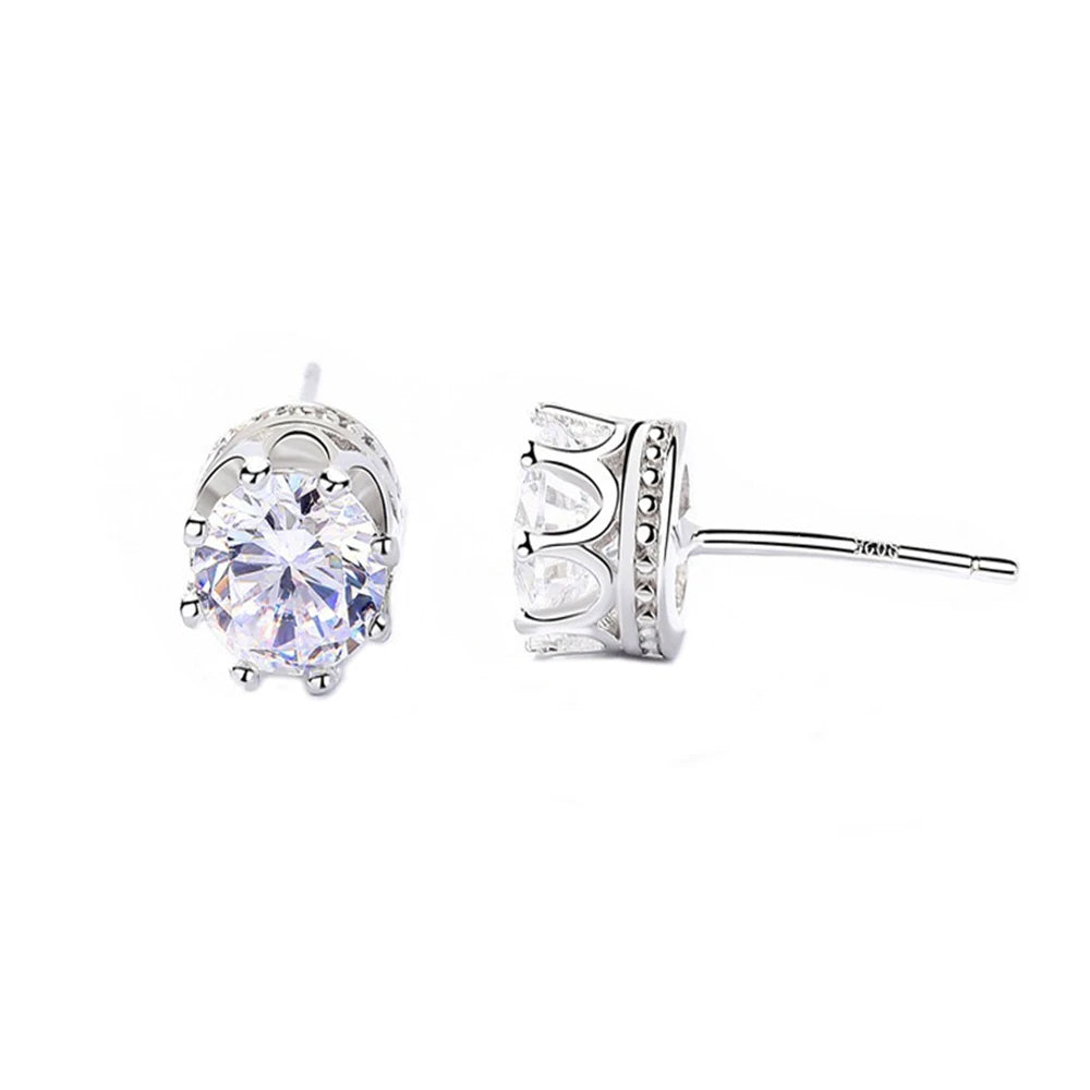 Moissanite Stud Earrings in Sterling Silver earplugs earrings — product view 4