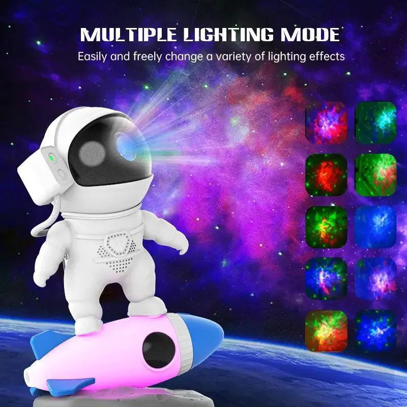 Kids Rocket Astronaut Star Projector Night Light With Remote