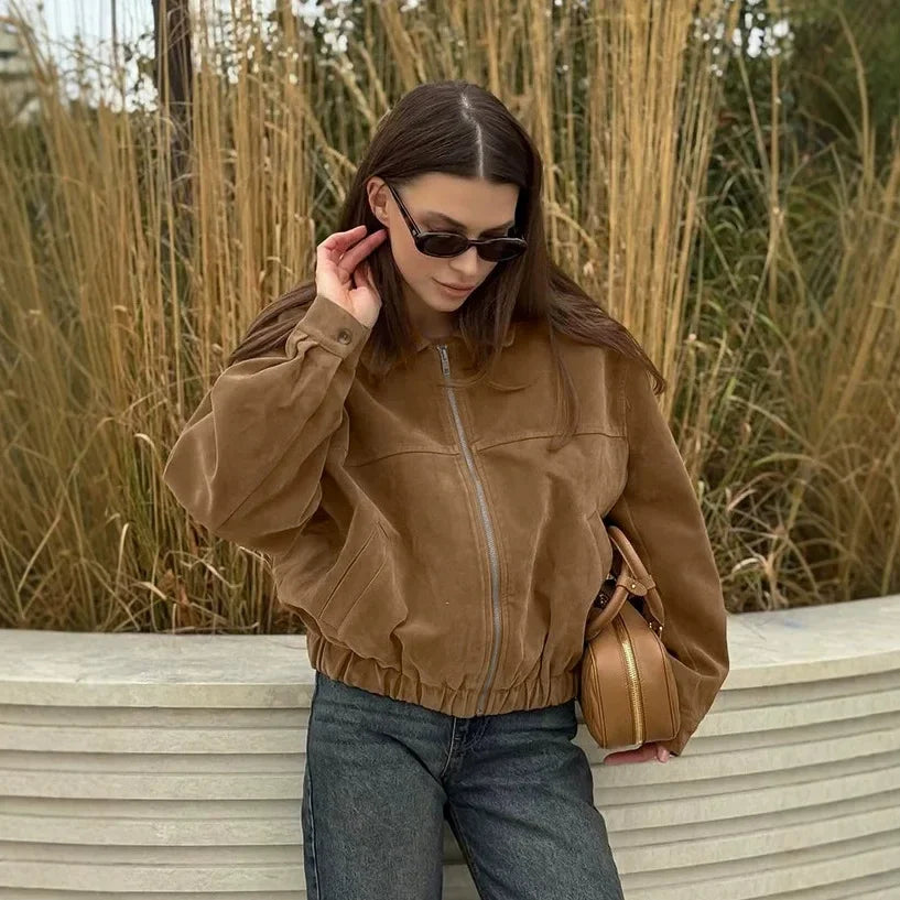 Suede Zipper Leather Jacket