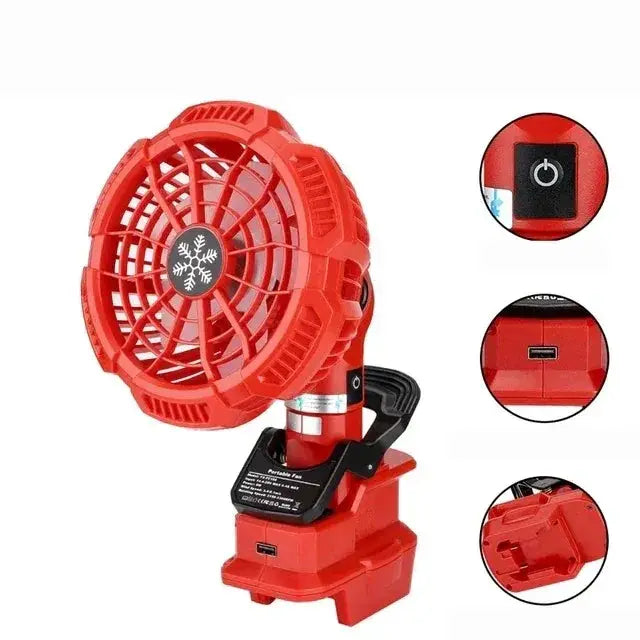 Portable Clip Fan 18V Lithium Batteries USB Powered