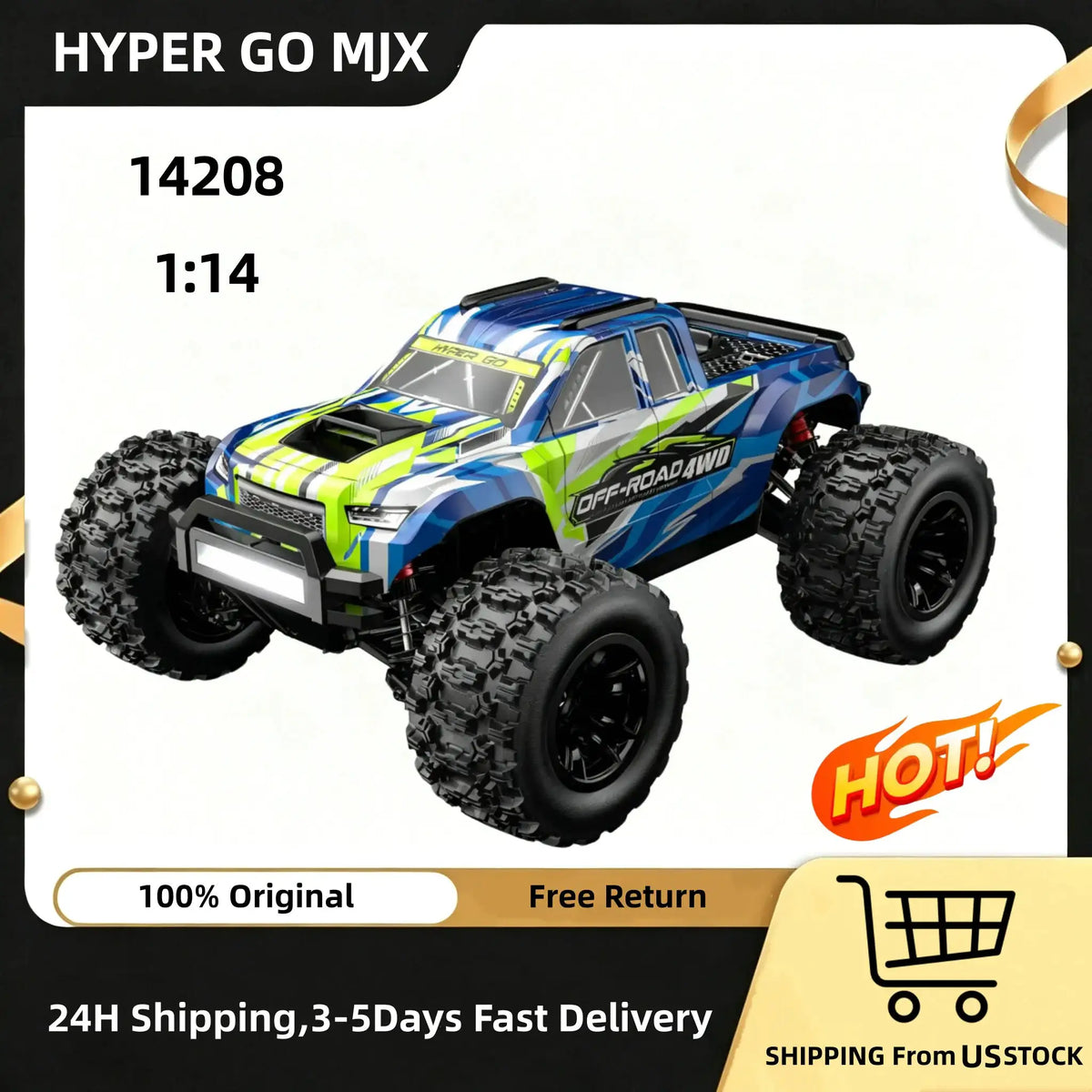 Brushless Racing Car Remote Control Car Off-Road 4x4 Rc Truck For Adult Hyper Go MJX 14208 Rc Toys 1/14 Remote Control Cars 4WD 2.4G RC Car