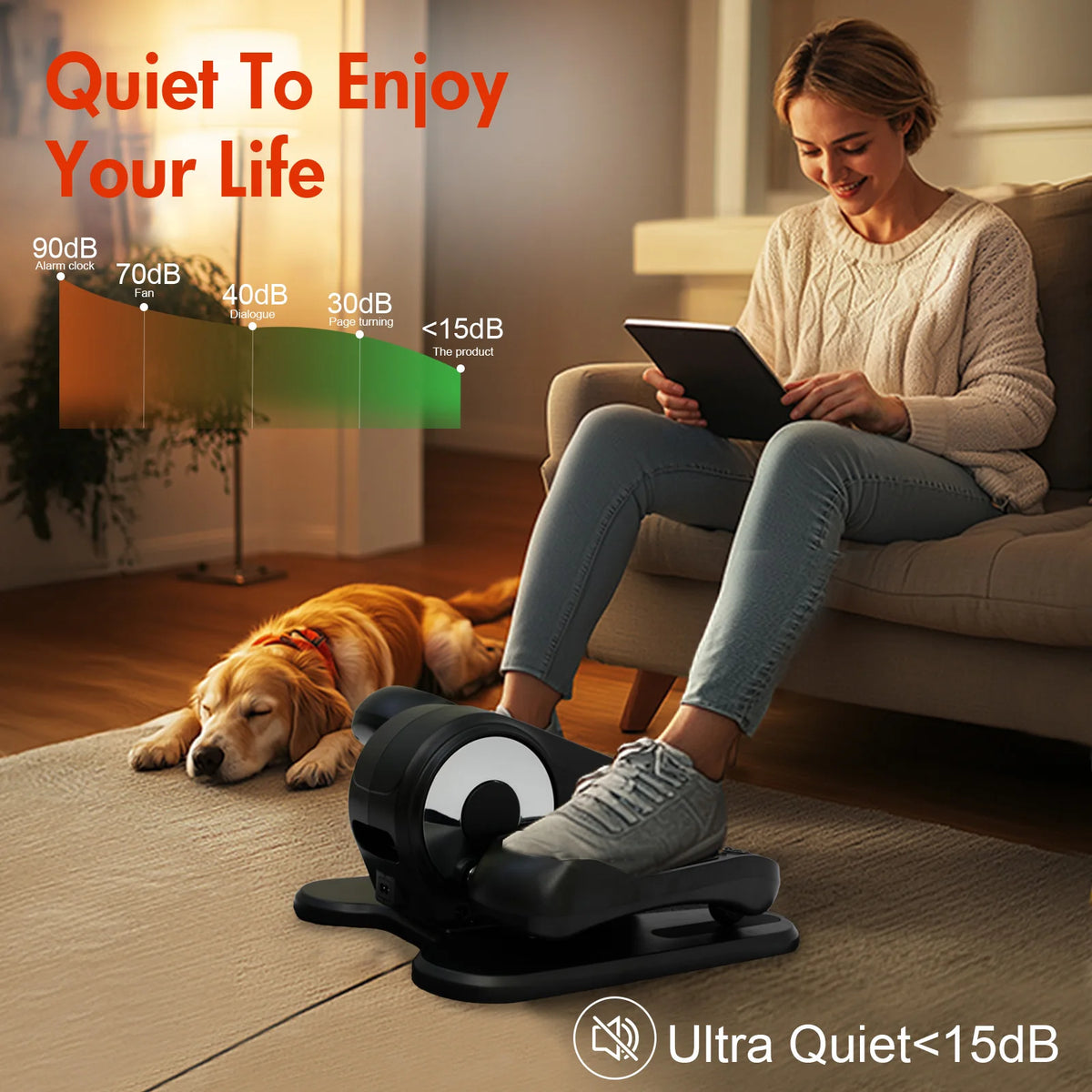 Under Desk Elliptical Machine Portable Mini Leg Exerciser Fully — product view 8