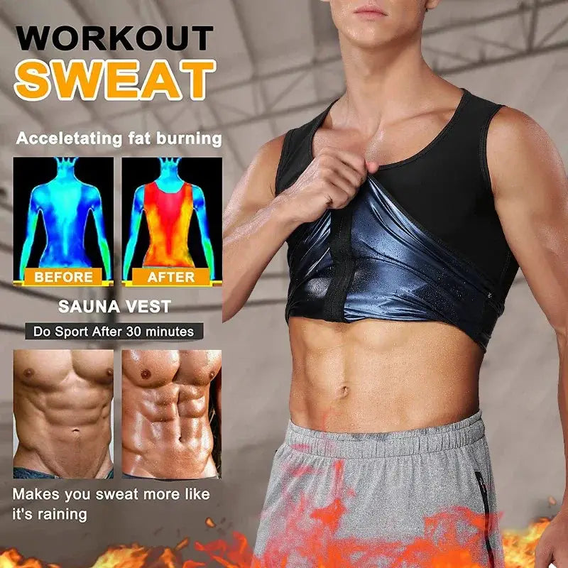 Men Sauna Vest Body Shaper Heat Trapping Sweat Enhancer