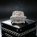 Men Silver Hip Hop Ring With Moissanite