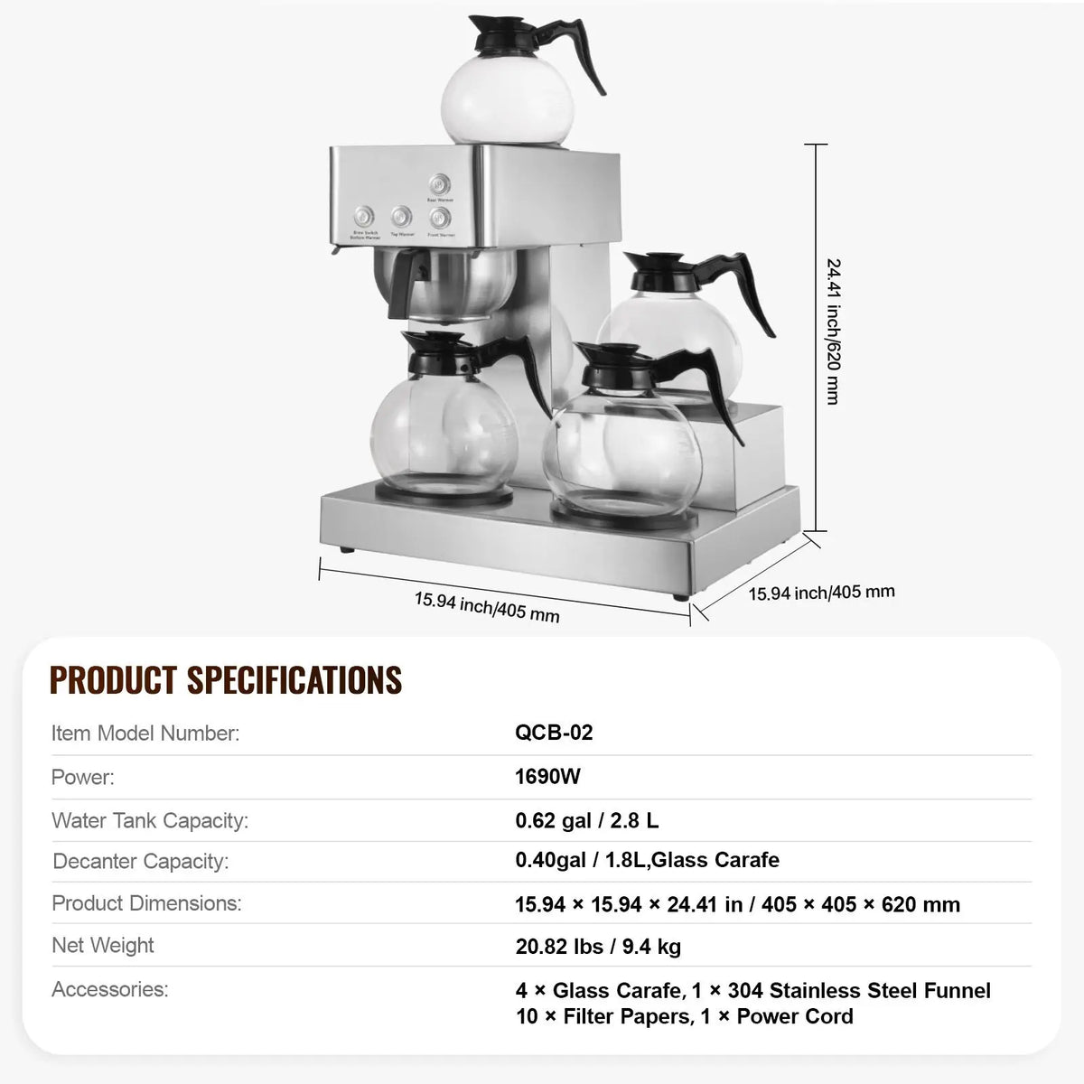 Commercial Drip Coffee Maker, Cups Coffee-Maker Machine — product view 9