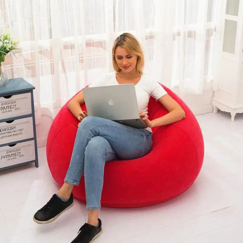 Inflatable Flocking Sofa Single Lazy Chair for Outdoors