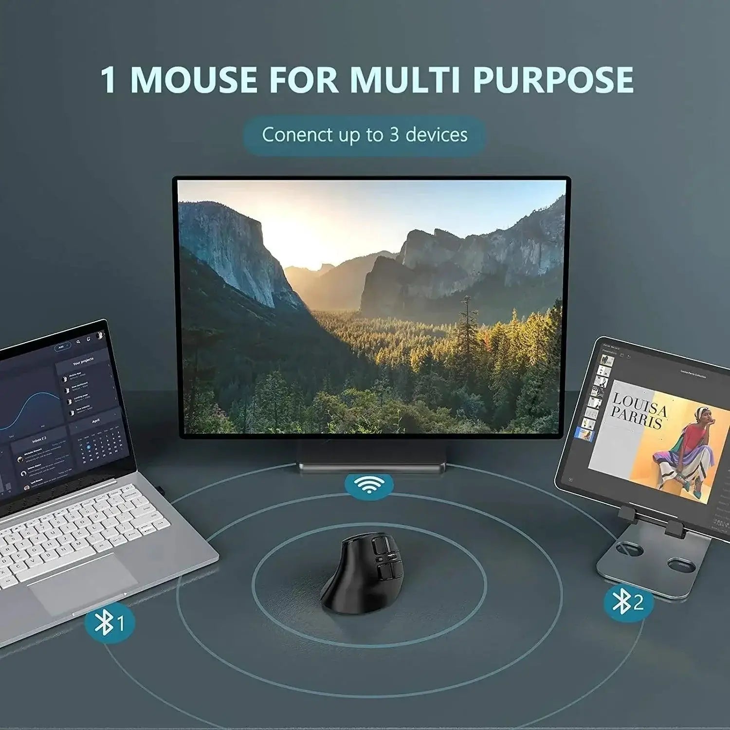 Bluetooth Vertical Wireless Mouse Ergonomic for Tablet