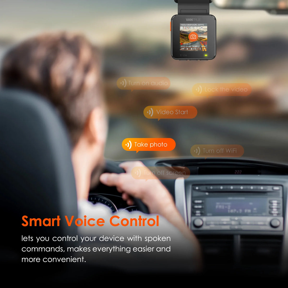 Vantrue Dashcam WiFi Mini Dash Cam with GPS and Speed — product view 3