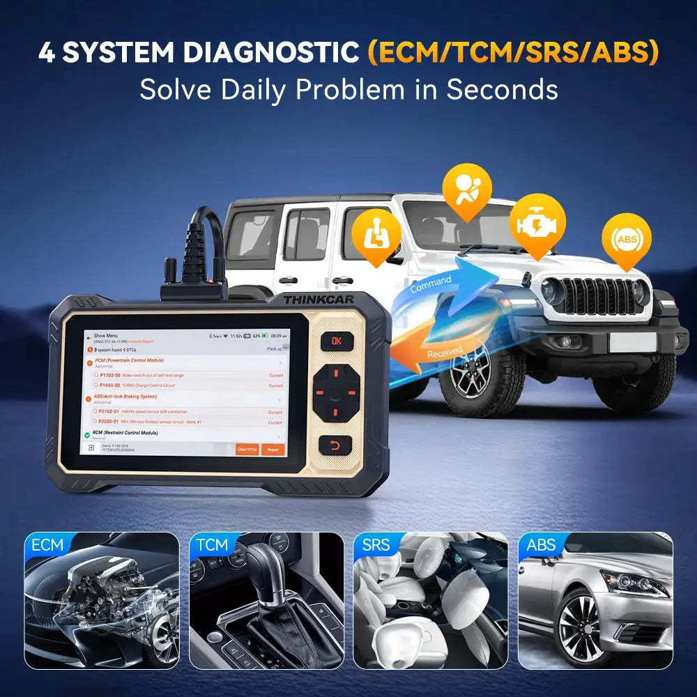 THINKCAR THINKSCAN 662 CAN FD OBD2 Diagnostic Tool ECM/Transmission/ABS/SRS Diagnosis Scanner 12 Reset Lifetime Free Update