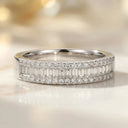 Round Moissanite Ring in Sterling Silver Triple