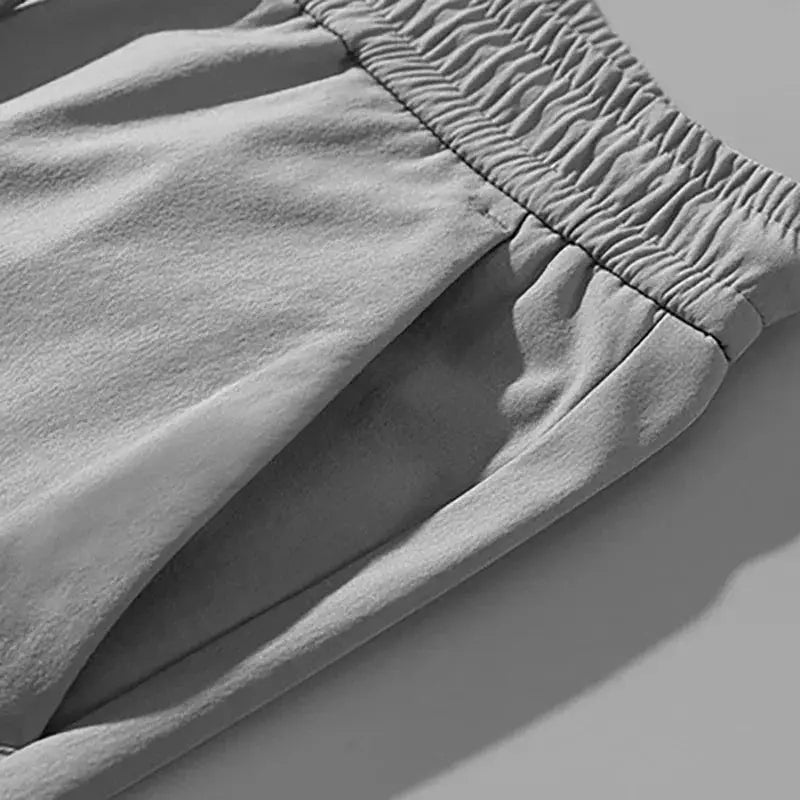 Ice Silk Mens Pants Summer New Black Gray Casual Wear