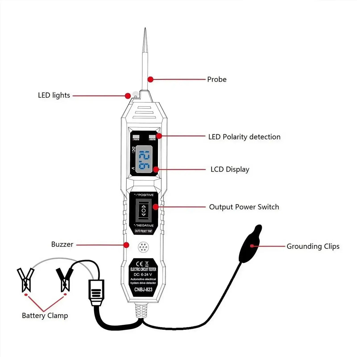 Automotive Diagnostic Tool Short Open Circuit Finder Cable Tracker Digital Wire Tracer Car Electrical Circuit Breaker Tester Locator Professional Breakpoint Fault Diagnosis Device for Truck Vehicle Electrical System Repair Ma