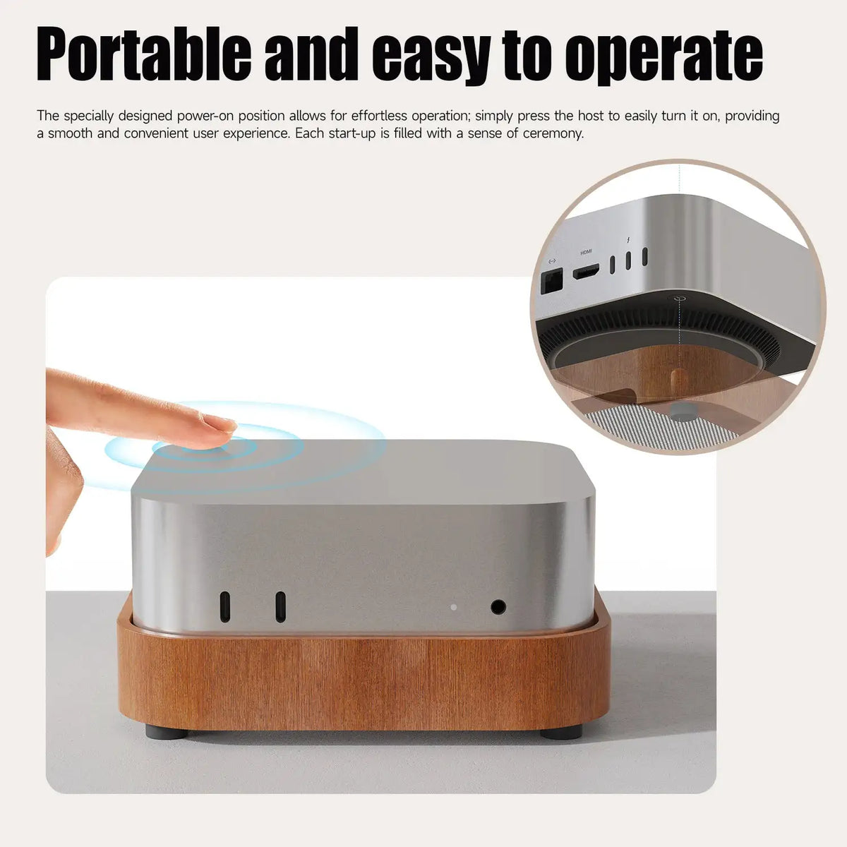 Mac Mini M4 Stand - Carbon Cooling Mount — Beechwood Stand — product view 3