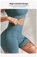 Yoga Set for Women Fitness Seamless Ribbed 2-Piece