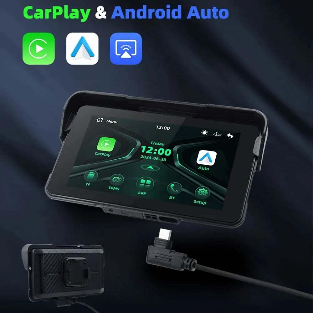 EKIY 5 inch Wireless CarPlay Moto Android Auto Portable Digital Motorcycle Dashboard GPS Motorcycle Navigation Display Screen