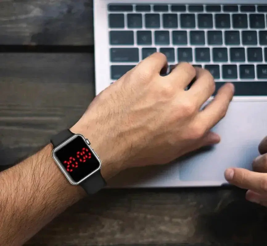 LED Sports Waterproof Digital Watch Red Light Timepiece