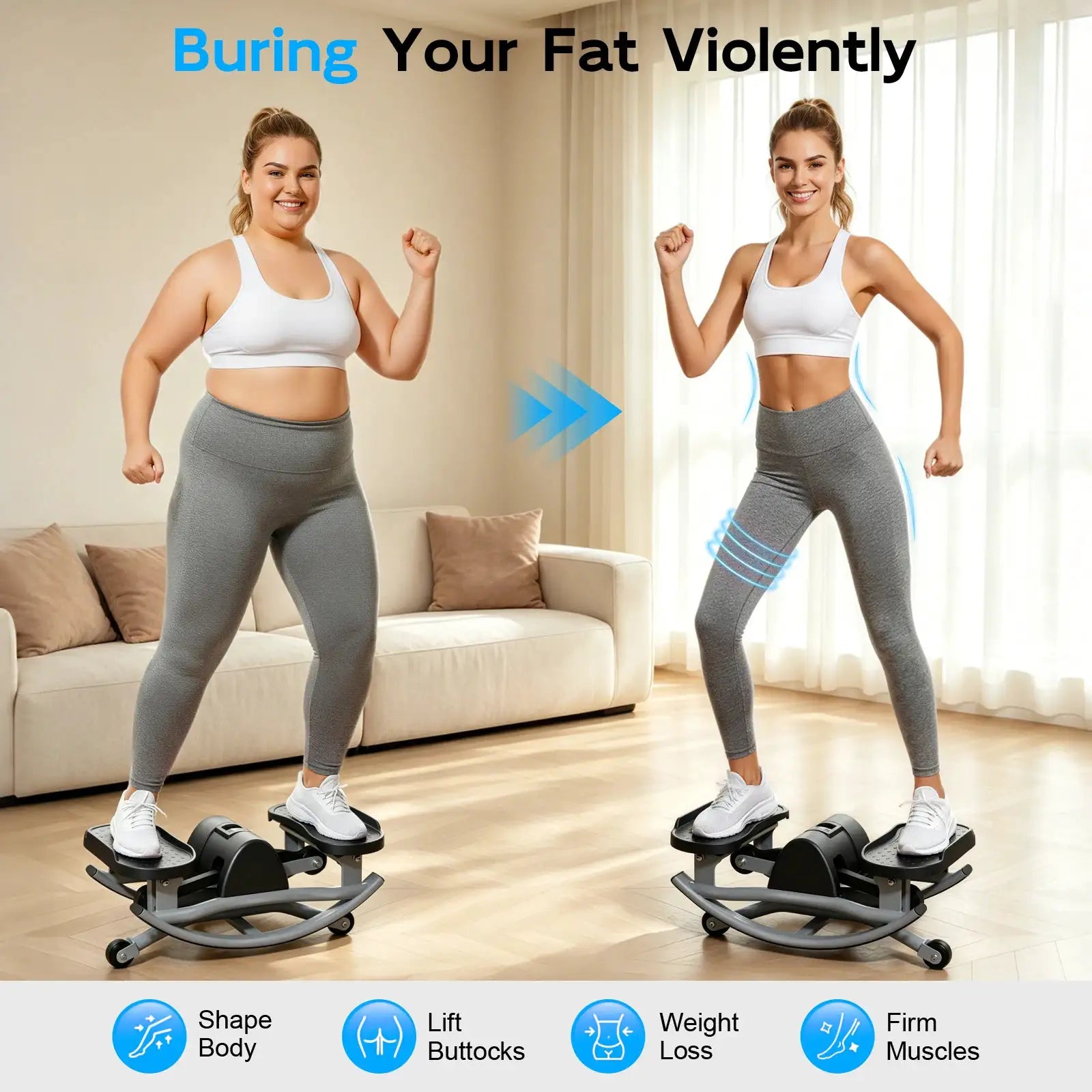 Swing Stepper Machine Intelligent Non-Slip For Exercise Twist Stair Stepper Trainer Full Body Workout 220 lbs with Digital Display Resistance Bands & Floor Mat for Men & Women Fat Burning & Body Shaping
