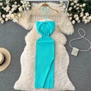YuooMuoo Women Bodycon Knit Dress Sleeveless Knee Length Party Streetwear Summer