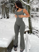 Sultry Backless Unitard Jumpsuit Flared Pants Fashion Statement