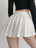 Zoki Pleated Skirt Korean White Dance Fashion Vintage Charm