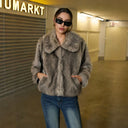 Square Neck Faux Fur Coat