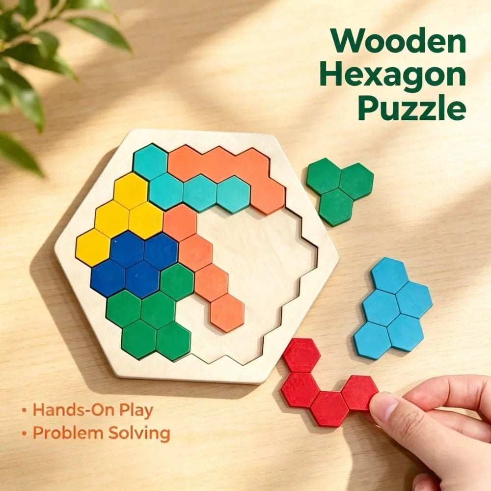 Wooden Hexagon Puzzle Toy Early