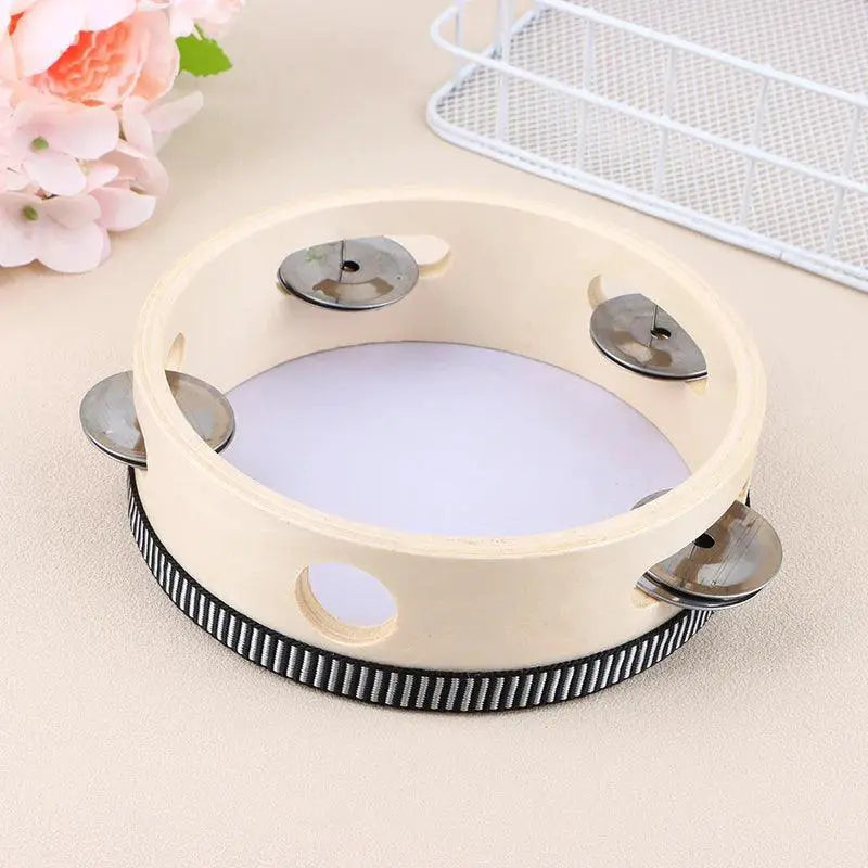 Wooden Tambourine Drum 15cm For Kids Educational Toy