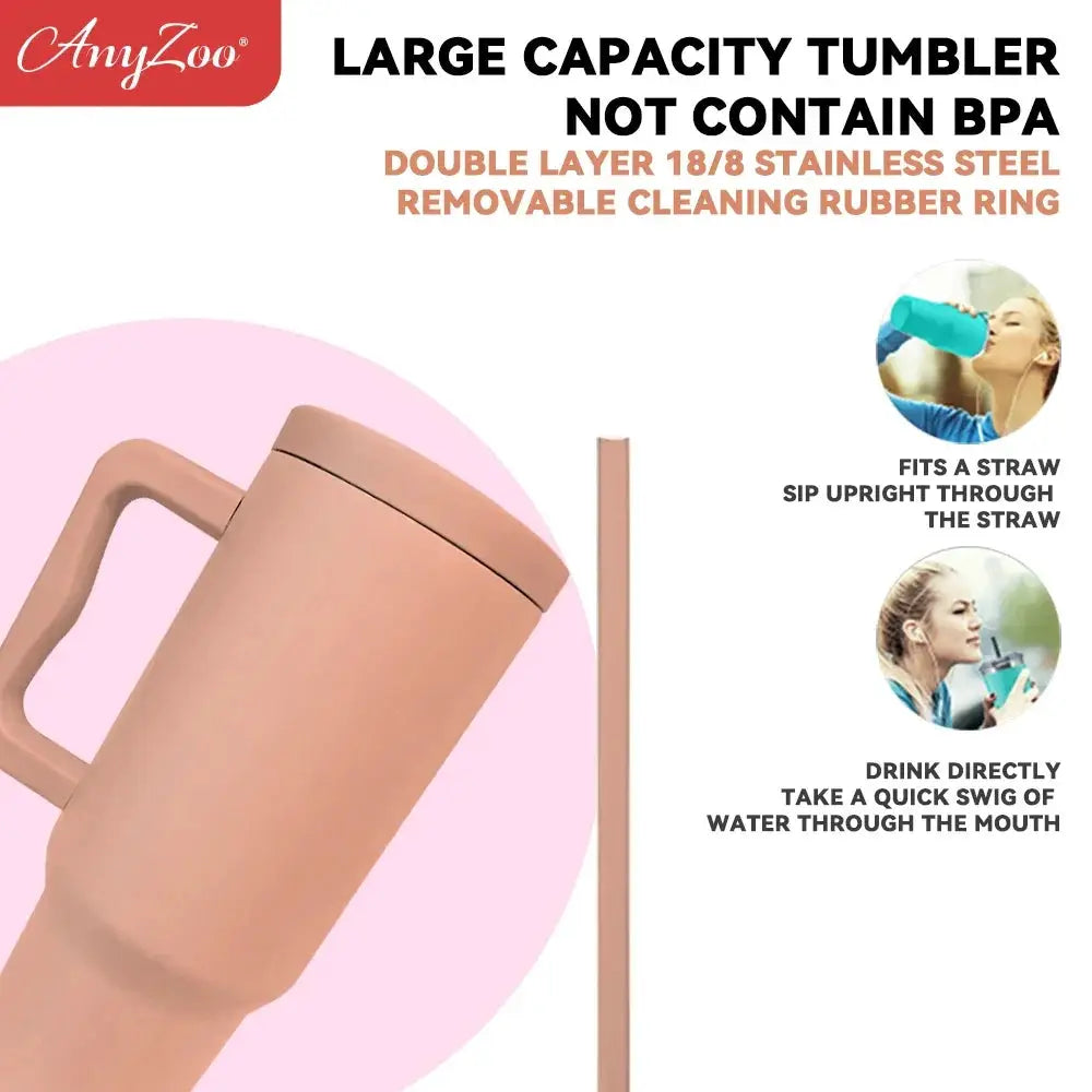 40oz Insulated Tumbler With Handle Stainless Steel