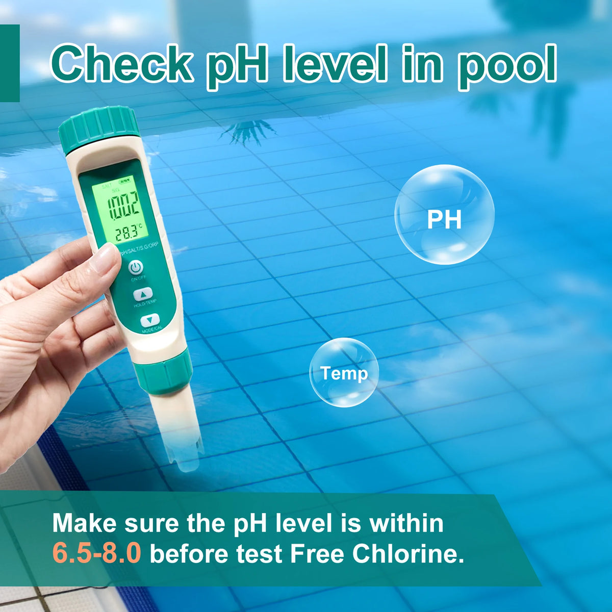 Water Quality Tester Pen Meter for Pools, Drinking Water — product view 4