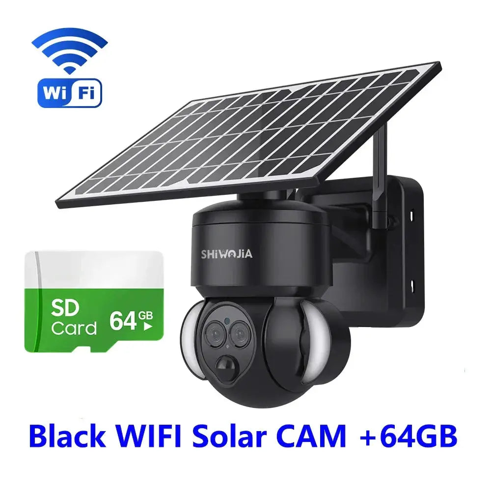 Shiwojia 6MP Solar Camera With 4G Sim Card Outdoor 12X Zoom