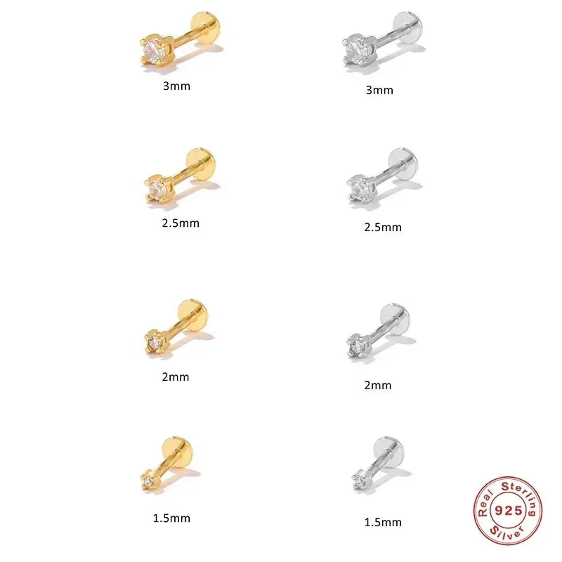 925 Sterling Silver Zircon Stud Earrings Bling Jewelry