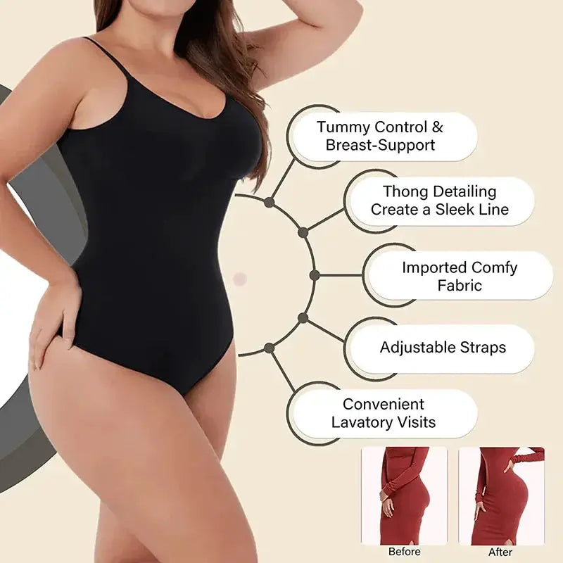 Guudia Seamless Backless Thong Bodysuit For Curves Comfort