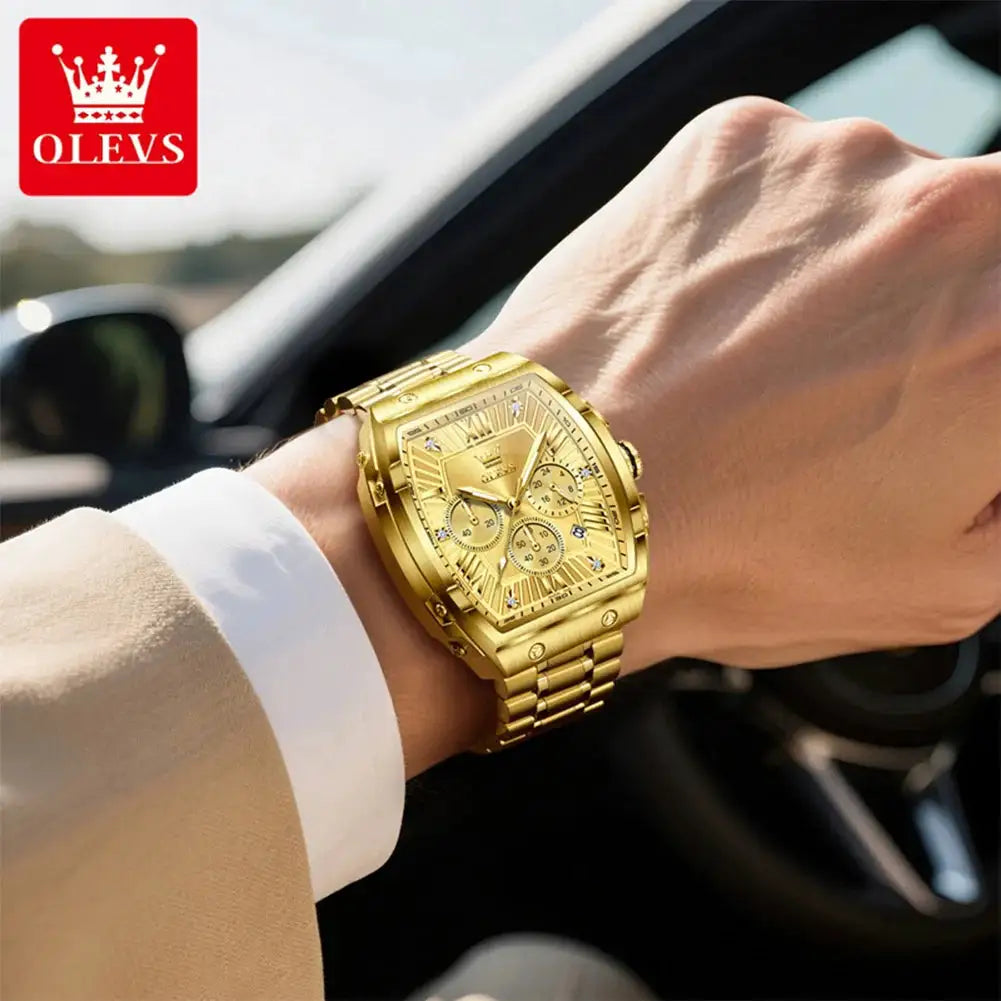 OLEVS 5639 Classic Men's Watch Auto Date Timing Code 24 Hour Stainless Steel Waterproof Luminous Quartz Wristwatch For Men