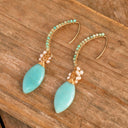 Oval Gemstone Earrings Natural Red Agate Amethyst Handmade Jewelry For Women